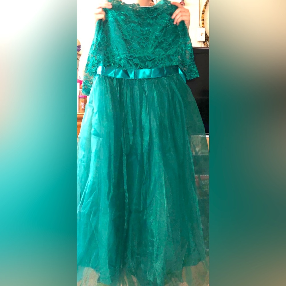 Elegant Teal Lace Kids Dress